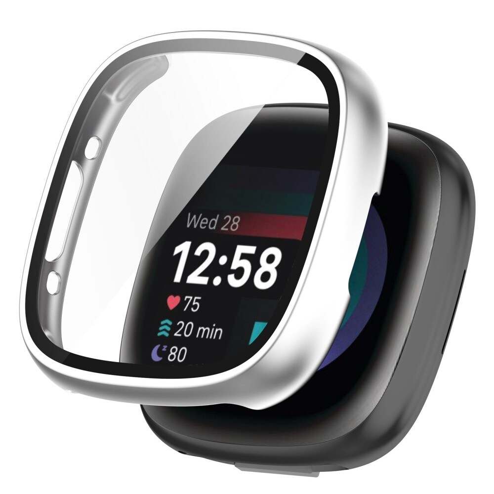 Fitbit Sense 2 Heldækkende cover med indbygget skærmbeskytter, Sølv