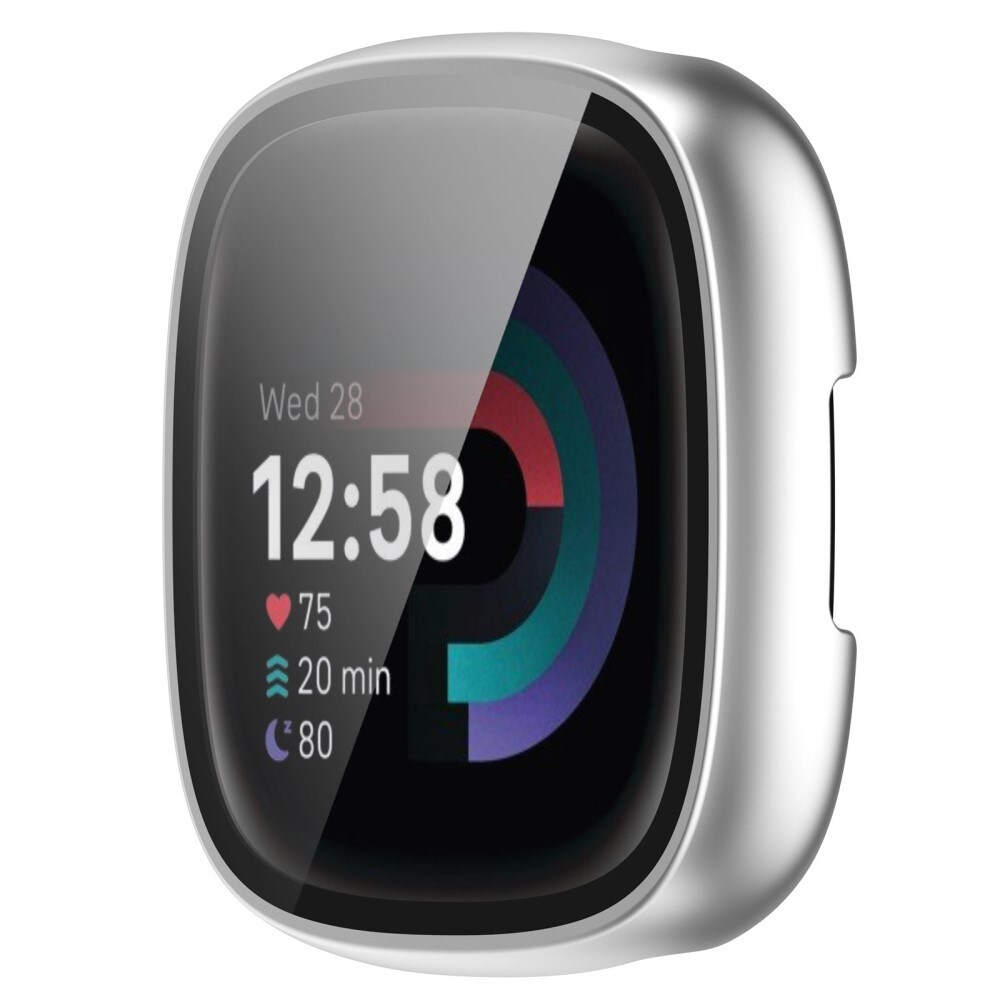 Fitbit Versa 4 Heldækkende cover med indbygget skærmbeskytter, Sølv
