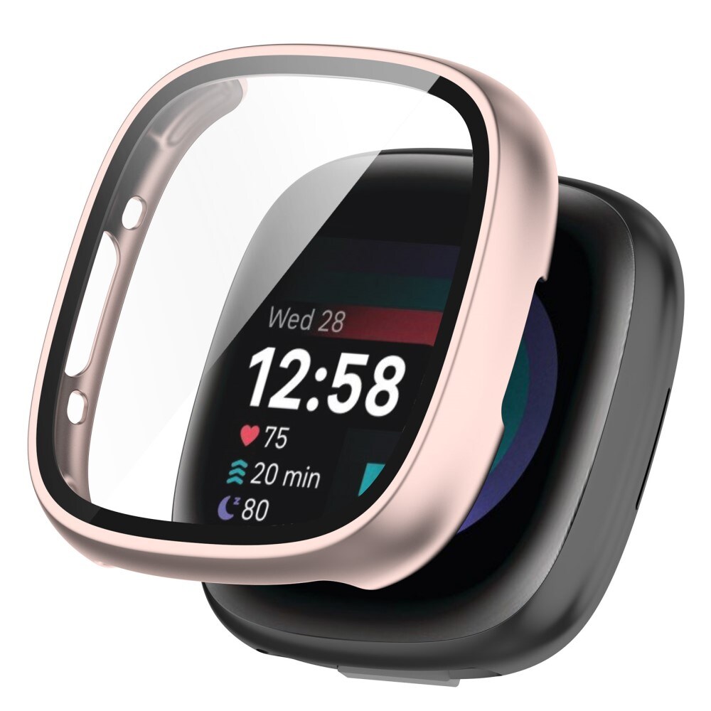 Fitbit Sense 2 Heldækkende cover med indbygget skærmbeskytter, Rose guld