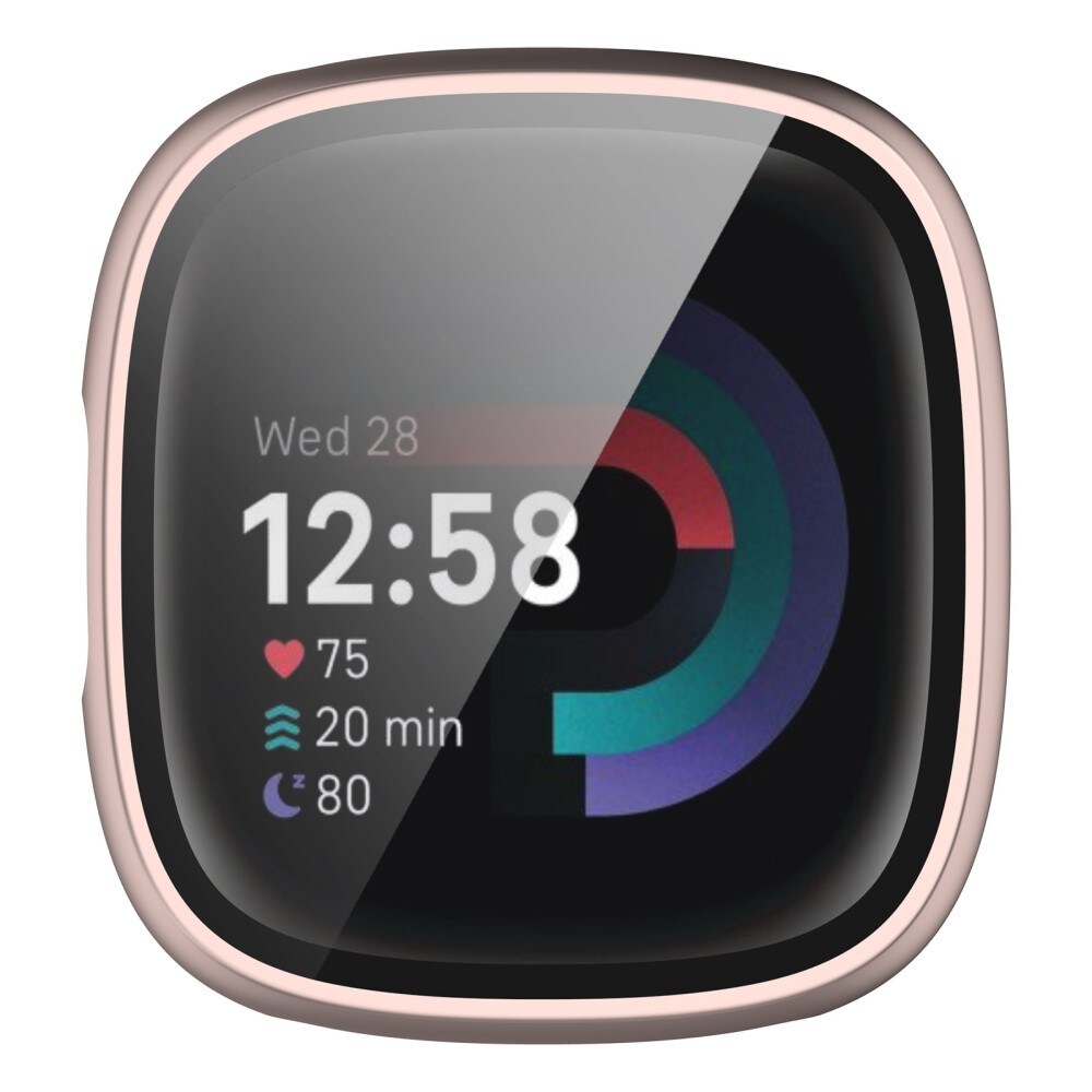 Fitbit Sense 2 Heldækkende cover med indbygget skærmbeskytter, Rose guld