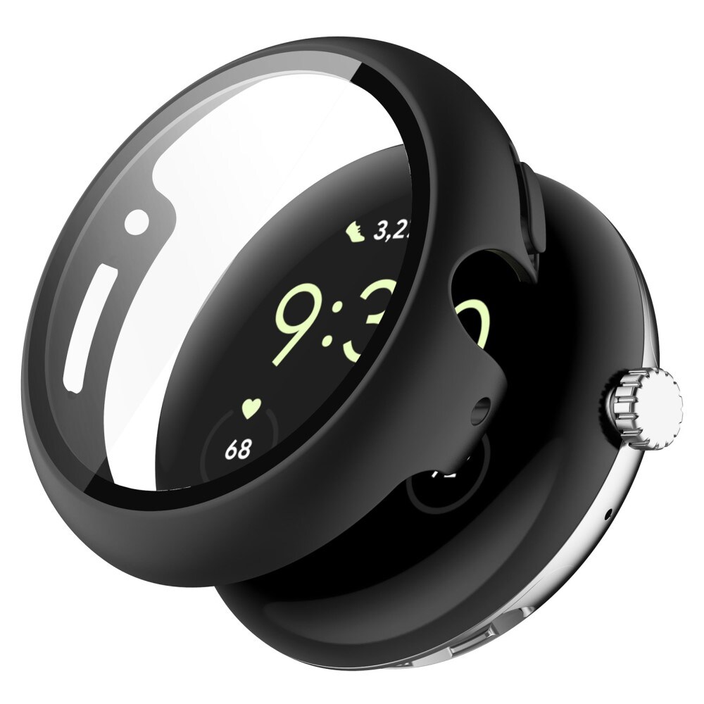 Google Pixel Watch 2 Heldækkende cover med indbygget skærmbeskytter, Sort