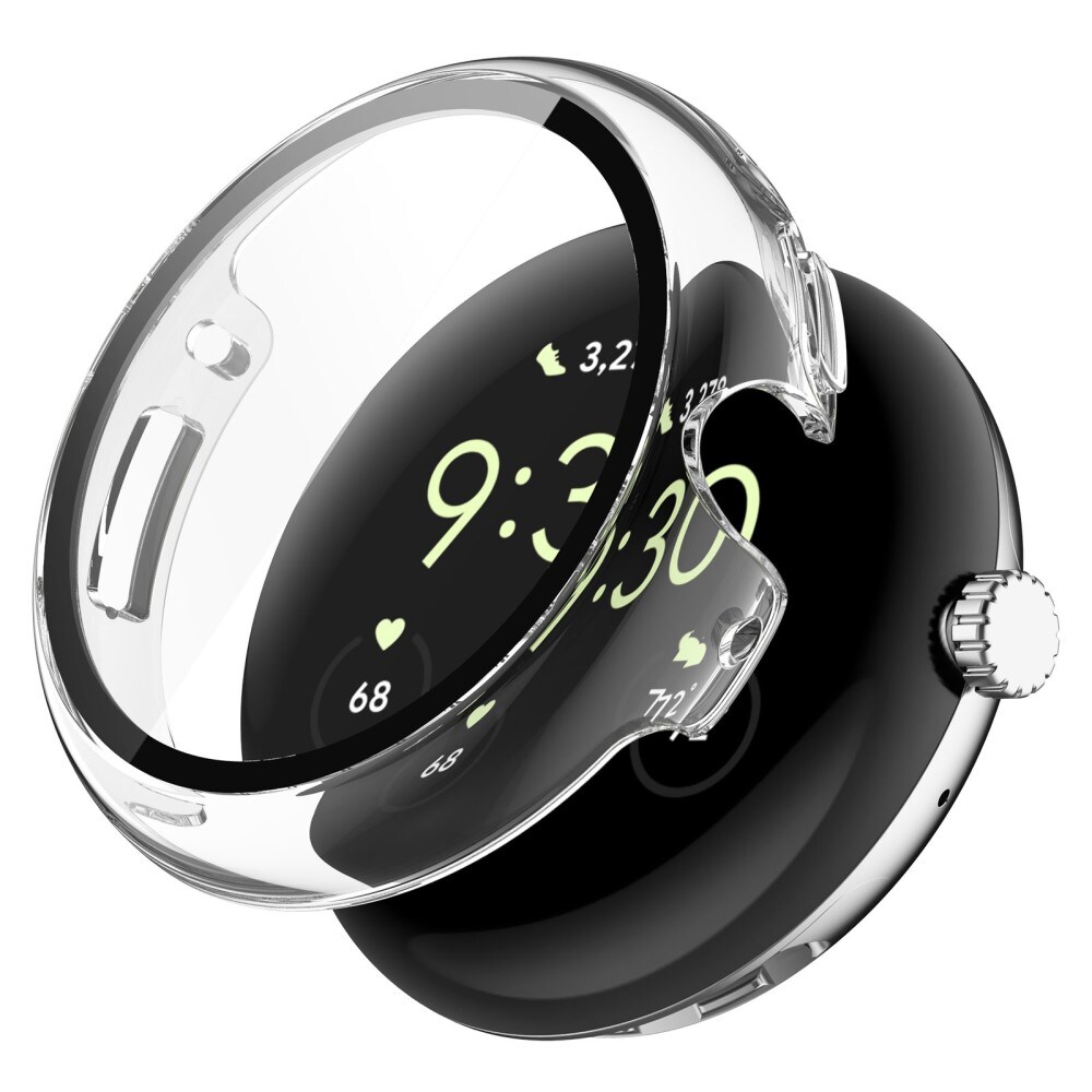 Google Pixel Watch 2 Heldækkende cover med indbygget skærmbeskytter, Gennemsigtig