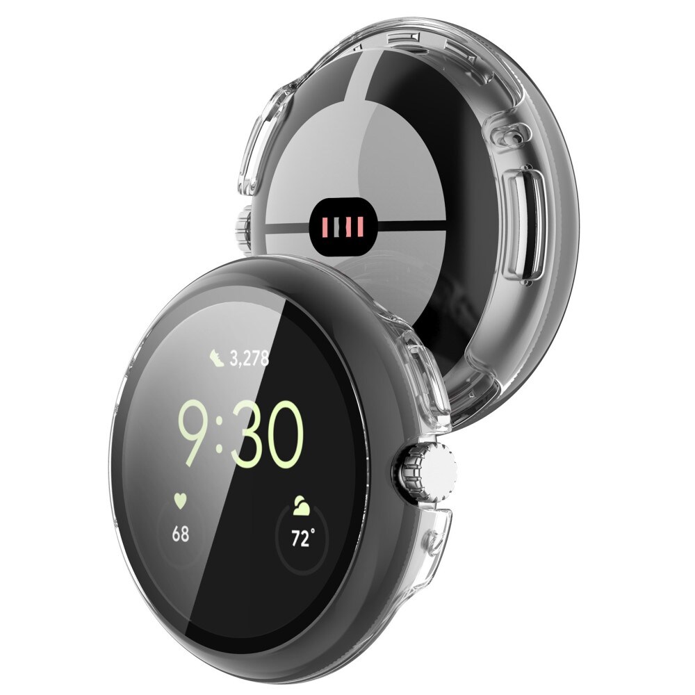 Google Pixel Watch 2 Heldækkende cover med indbygget skærmbeskytter, Gennemsigtig