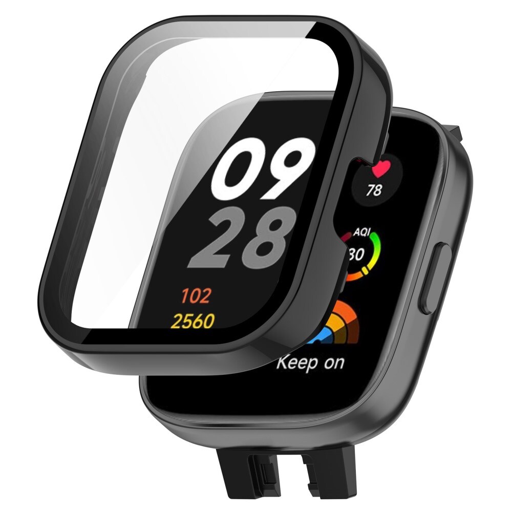 Xiaomi Redmi Watch 3 Heldækkende cover med indbygget skærmbeskytter, Sort