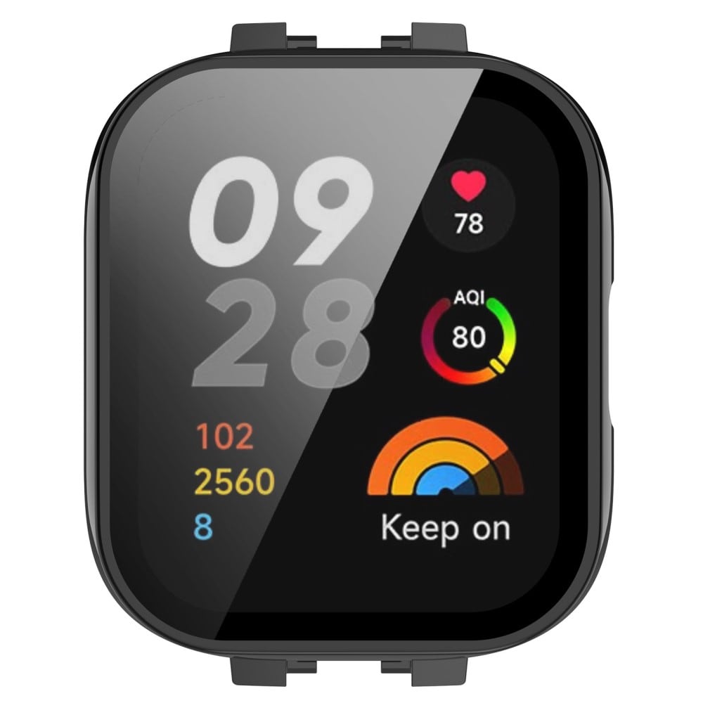 Xiaomi Redmi Watch 3 Heldækkende cover med indbygget skærmbeskytter, Sort