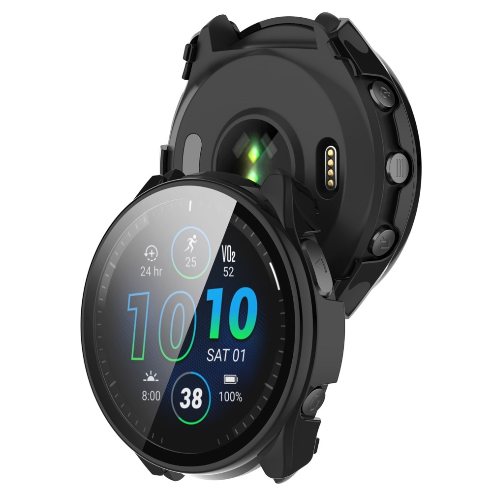 Garmin Forerunner 965 Heldækkende cover med indbygget skærmbeskytter, Sort
