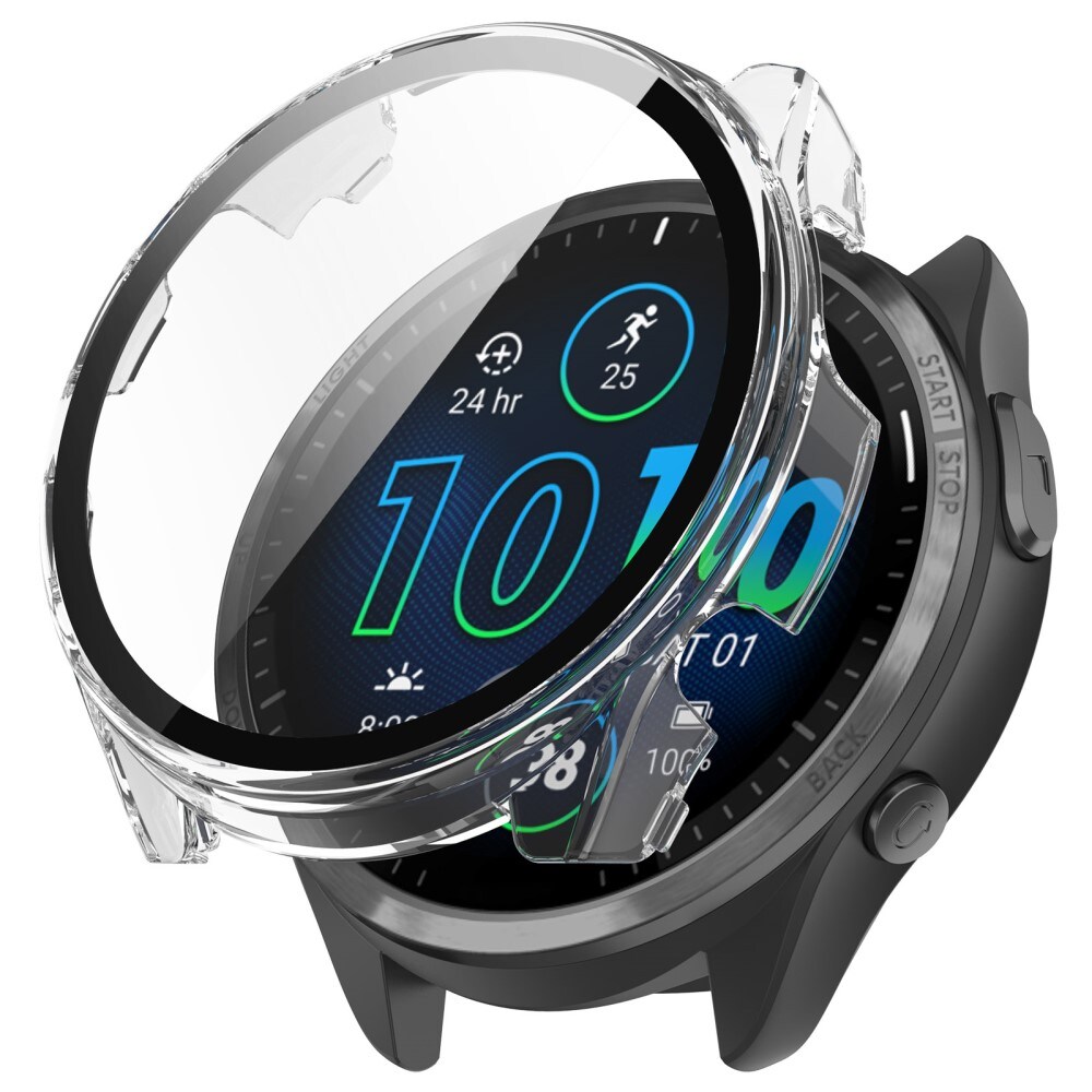 Garmin Forerunner 965 Heldækkende cover med indbygget skærmbeskytter, Gennemsigtig