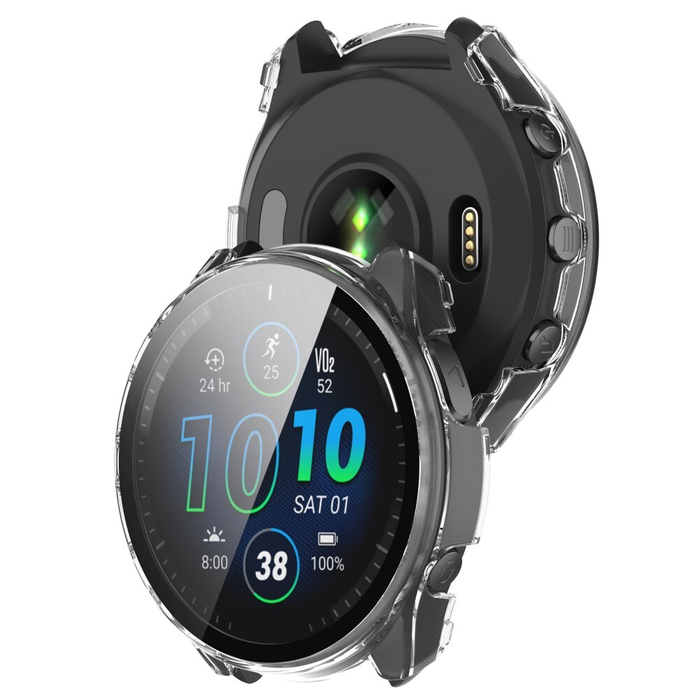 Garmin Forerunner 965 Heldækkende cover med indbygget skærmbeskytter, Gennemsigtig