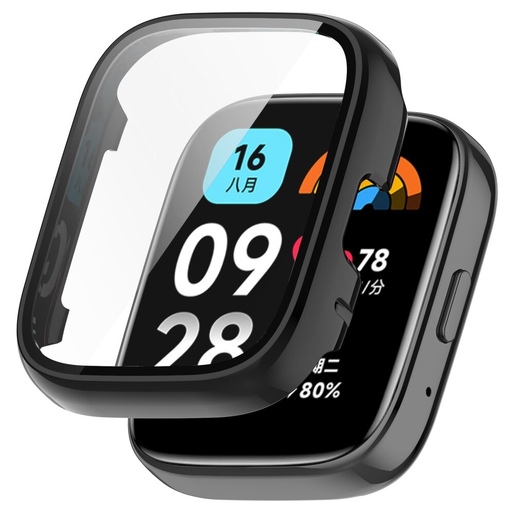 Xiaomi Redmi Watch 3 Active Heldækkende cover med indbygget skærmbeskytter, Sort