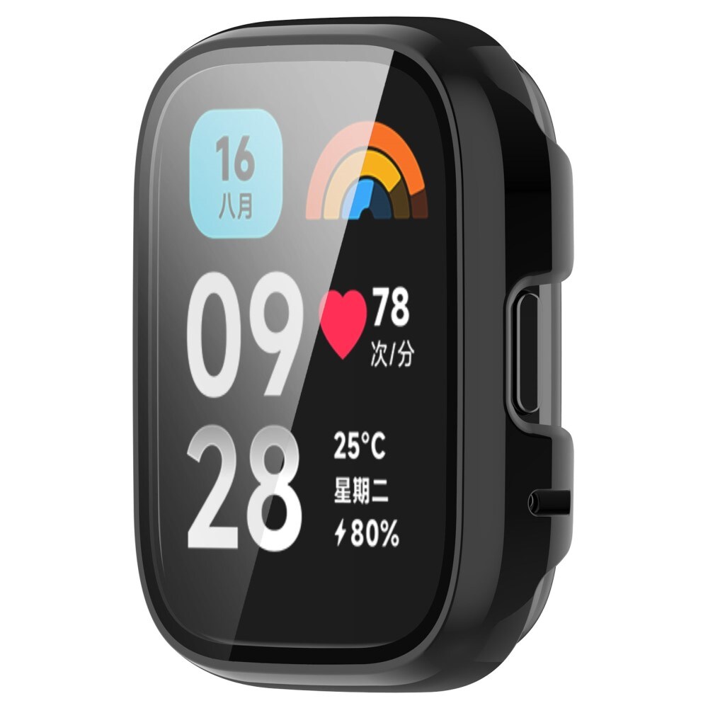 Xiaomi Redmi Watch 3 Active Heldækkende cover med indbygget skærmbeskytter, Sort