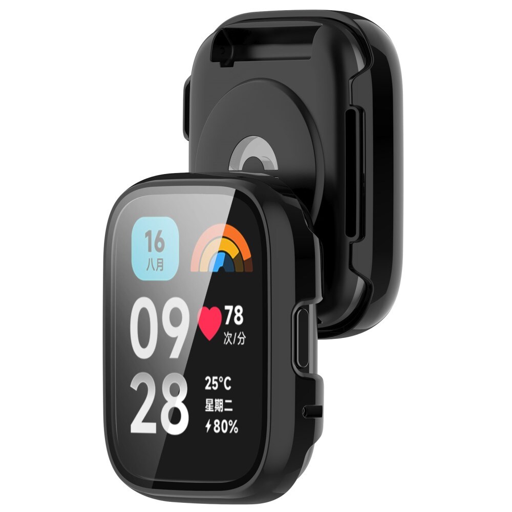 Xiaomi Redmi Watch 3 Active Heldækkende cover med indbygget skærmbeskytter, Sort