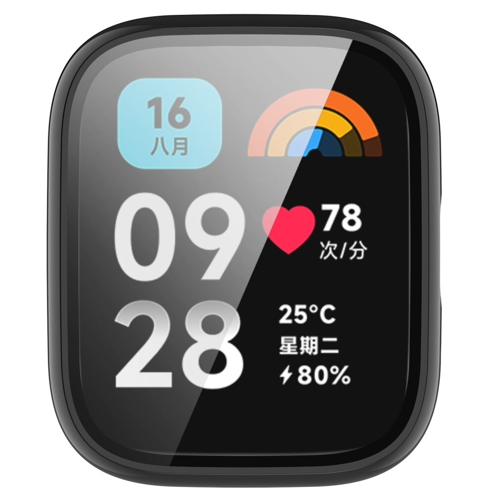 Xiaomi Redmi Watch 3 Active Heldækkende cover med indbygget skærmbeskytter, Sort