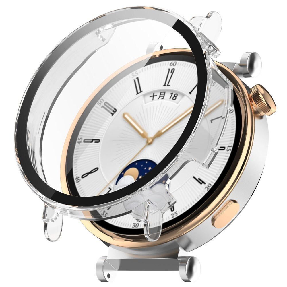 Huawei Watch GT 4 41mm Heldækkende cover med indbygget skærmbeskytter, Gennemsigtig