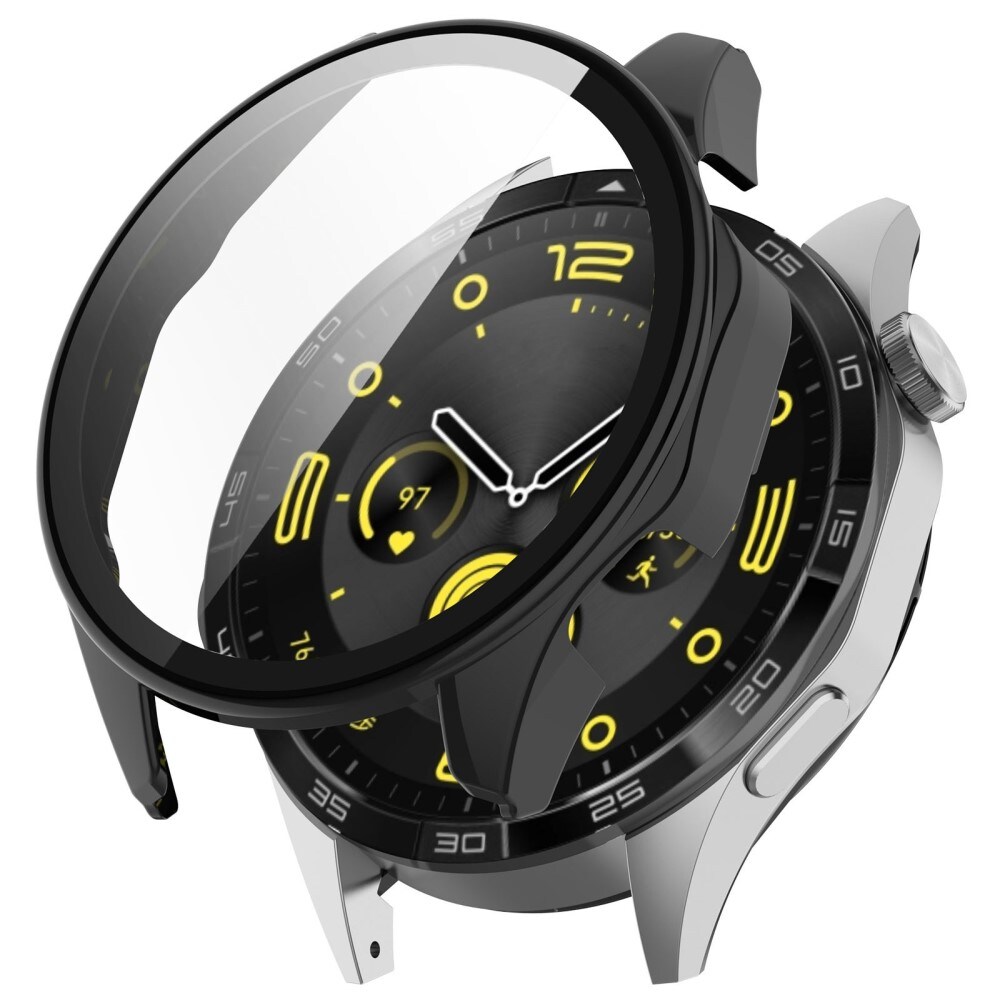 Huawei Watch GT 4 46mm Heldækkende cover med indbygget skærmbeskytter, Sort