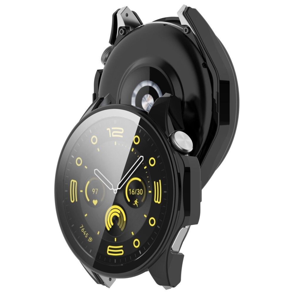 Huawei Watch GT 4 46mm Heldækkende cover med indbygget skærmbeskytter, Sort