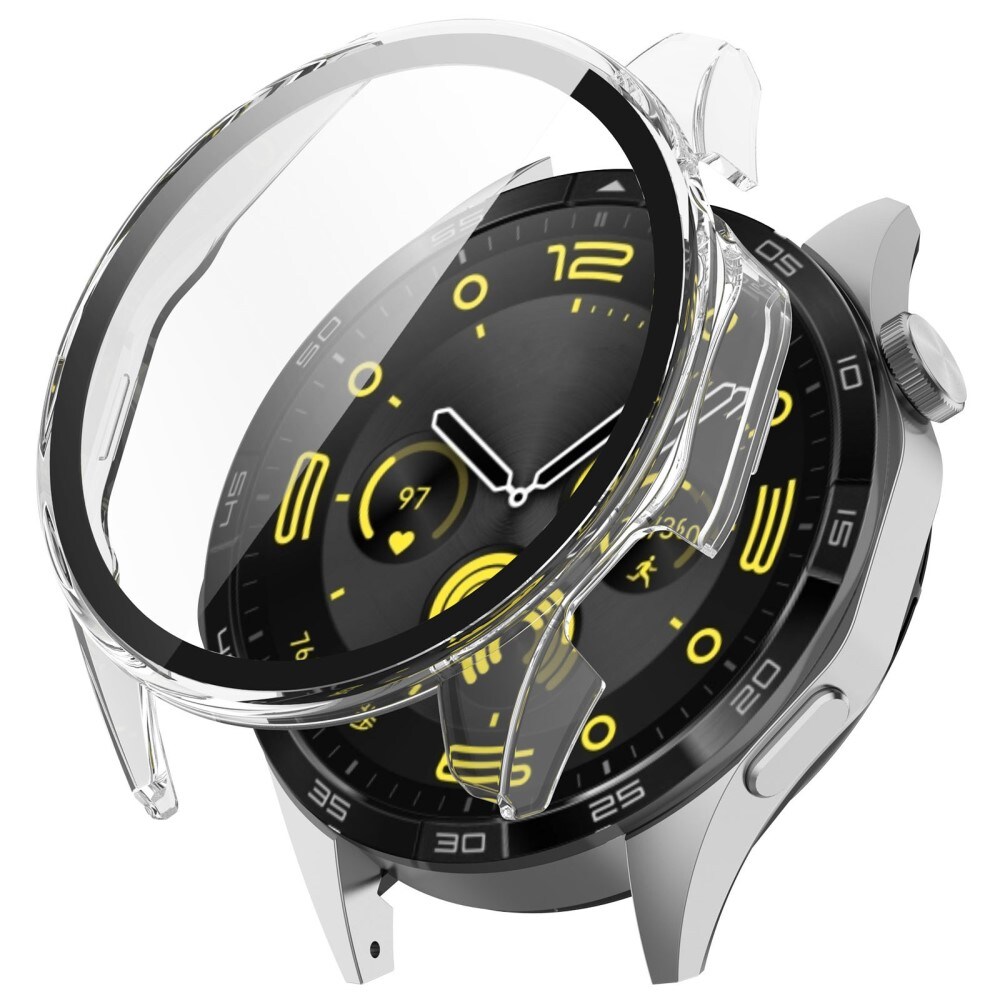 Huawei Watch GT 4 46mm Heldækkende cover med indbygget skærmbeskytter, Gennemsigtig