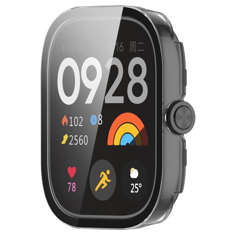 Xiaomi Redmi Watch 4 Heldækkende cover med indbygget skærmbeskytter, Gennemsigtig