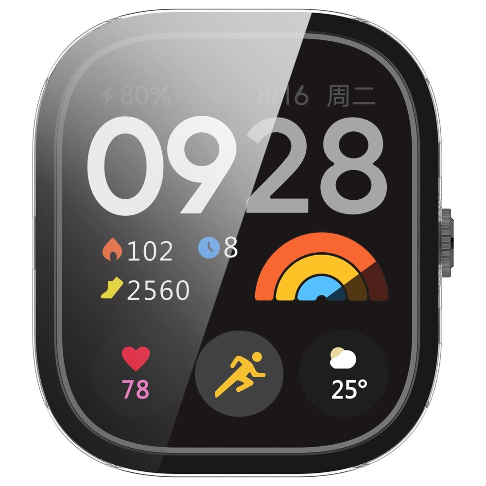 Xiaomi Redmi Watch 4 Heldækkende cover med indbygget skærmbeskytter, Gennemsigtig