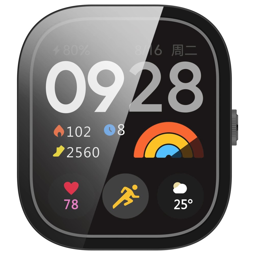 Xiaomi Redmi Watch 4 Heldækkende cover med indbygget skærmbeskytter, Sort