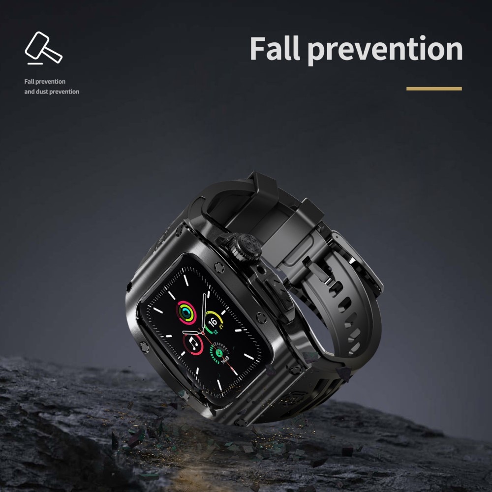 Apple Watch Series 9 45mm High Brushed Metal Cover+Armbånd, Black