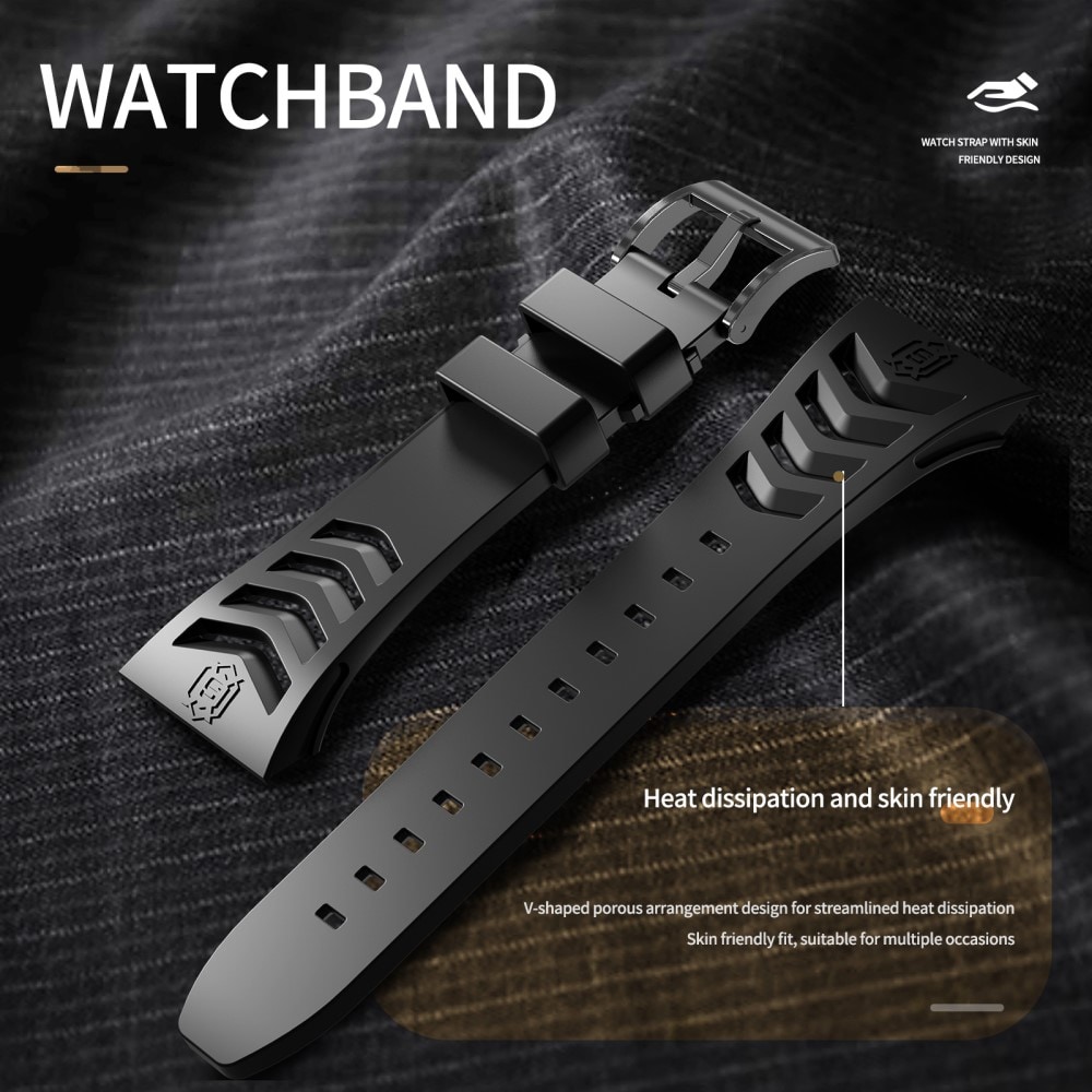 Apple Watch Series 9 45mm High Brushed Metal Cover+Armbånd, Black