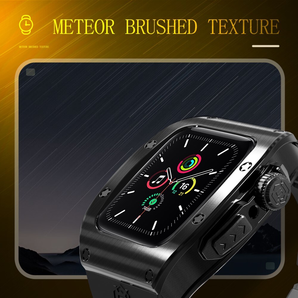 Apple Watch Series 9 45mm High Brushed Metal Cover+Armbånd, Black