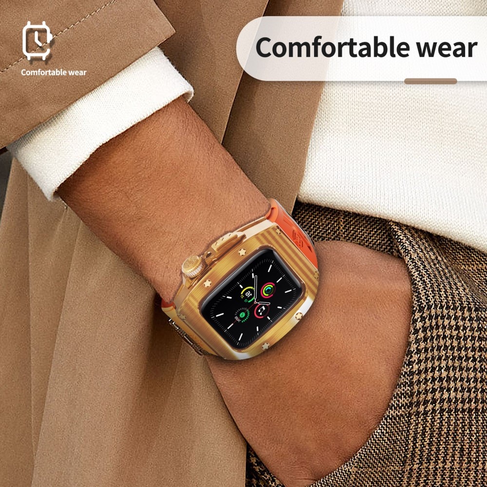 Apple Watch SE 44mm High Brushed Metal Cover+Armbånd, Rose/Orange