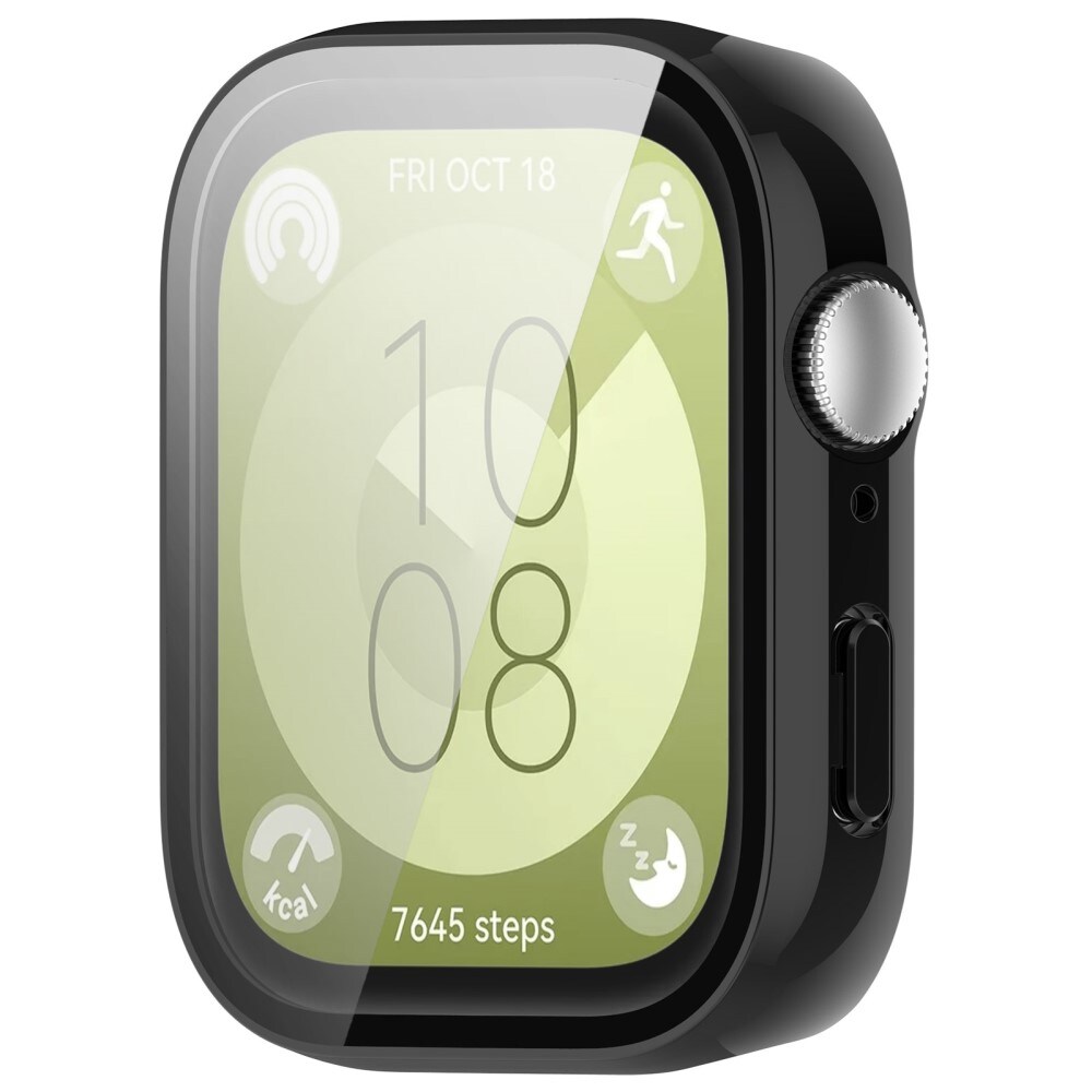 Huawei Watch Fit 3 Heldækkende cover med indbygget skærmbeskytter, Sort