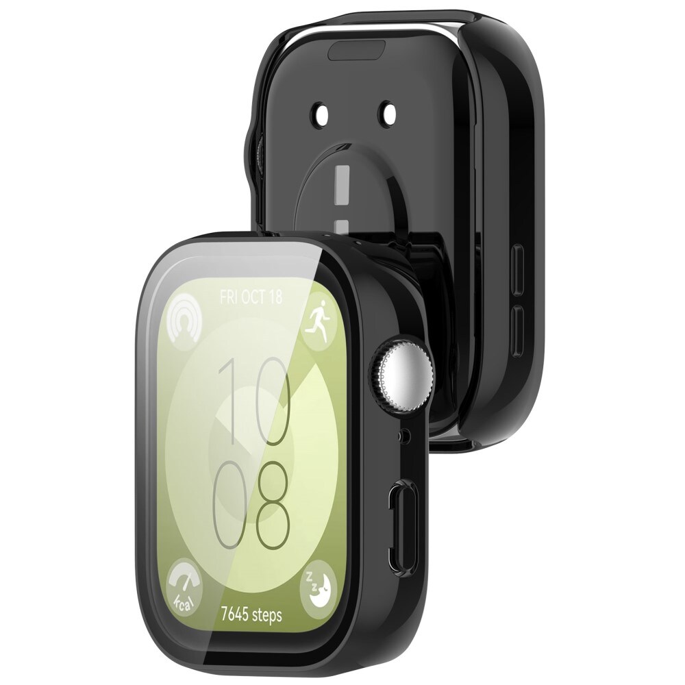 Huawei Watch Fit 3 Heldækkende cover med indbygget skærmbeskytter, Sort