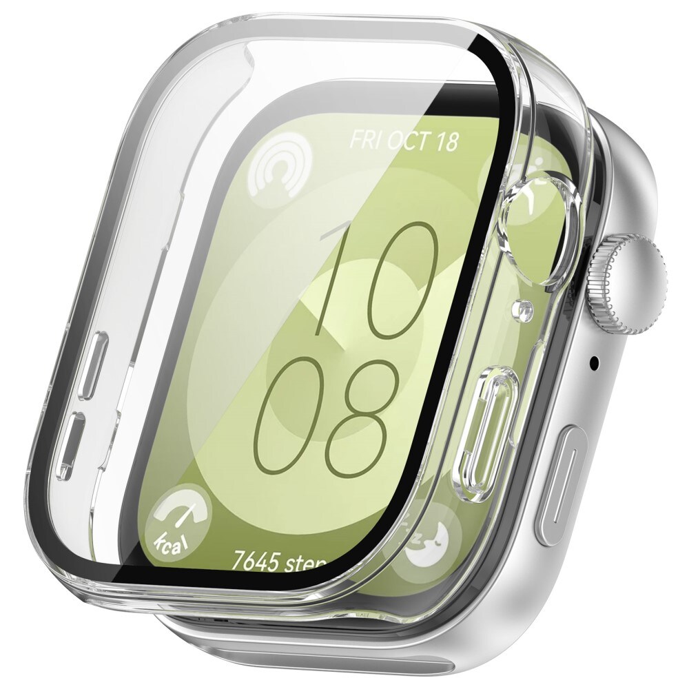 Huawei Watch Fit 3 Heldækkende cover med indbygget skærmbeskytter, Gennemsigtig