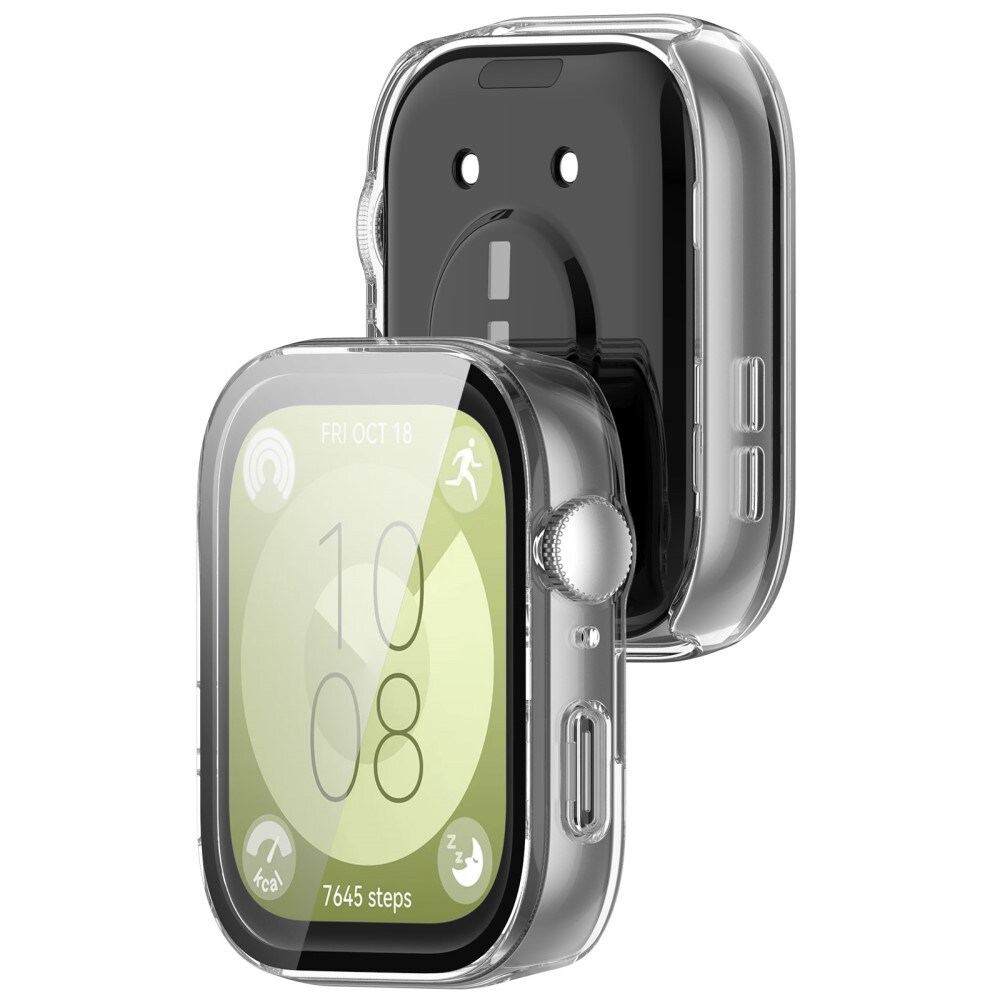 Huawei Watch Fit 3 Heldækkende cover med indbygget skærmbeskytter, Gennemsigtig
