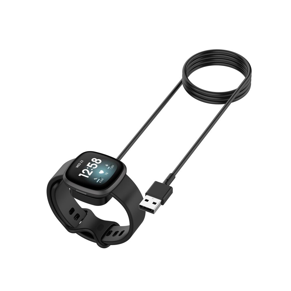 Fitbit Versa 3 Magnetisk opladningskabel 1m, Sort