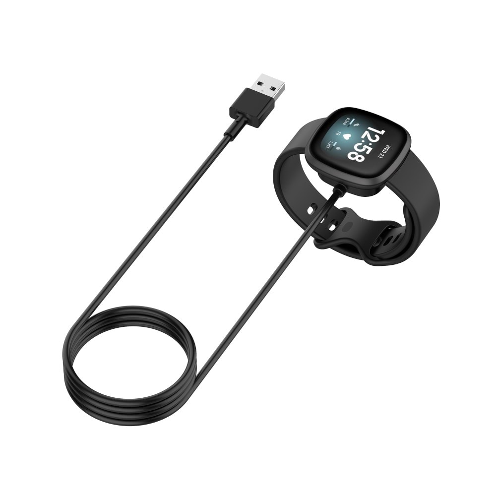 Fitbit Versa 3 Magnetisk opladningskabel 1m, Sort