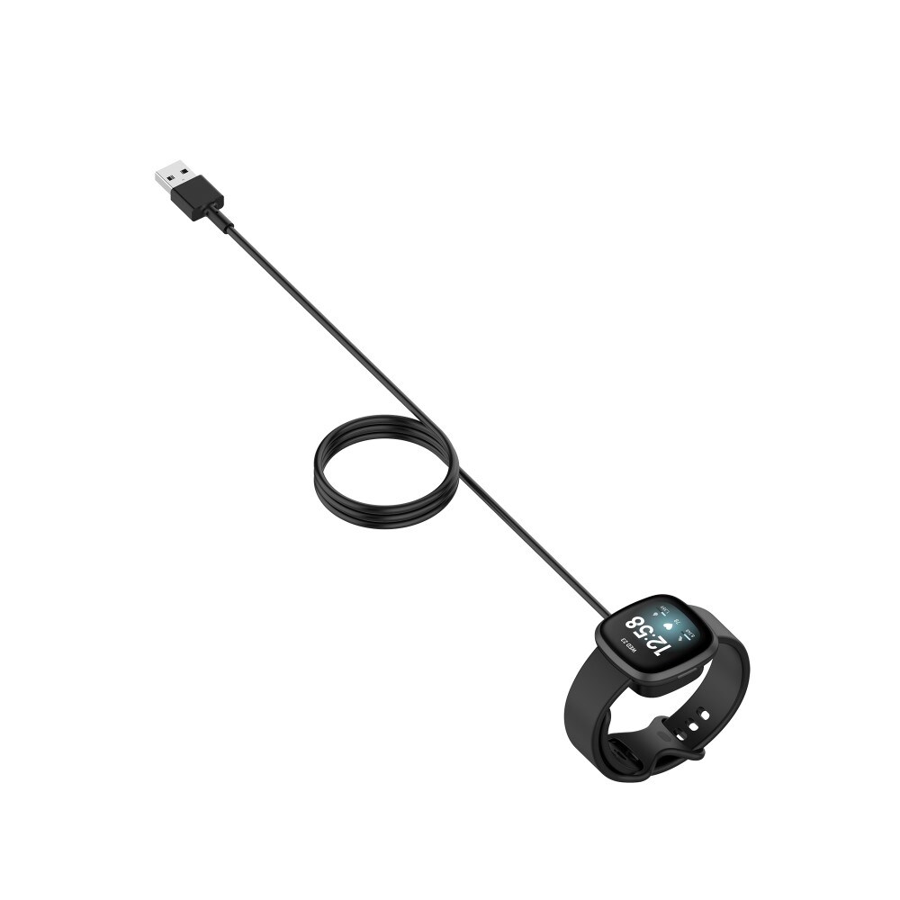 Fitbit Versa 3 Magnetisk opladningskabel 1m, Sort