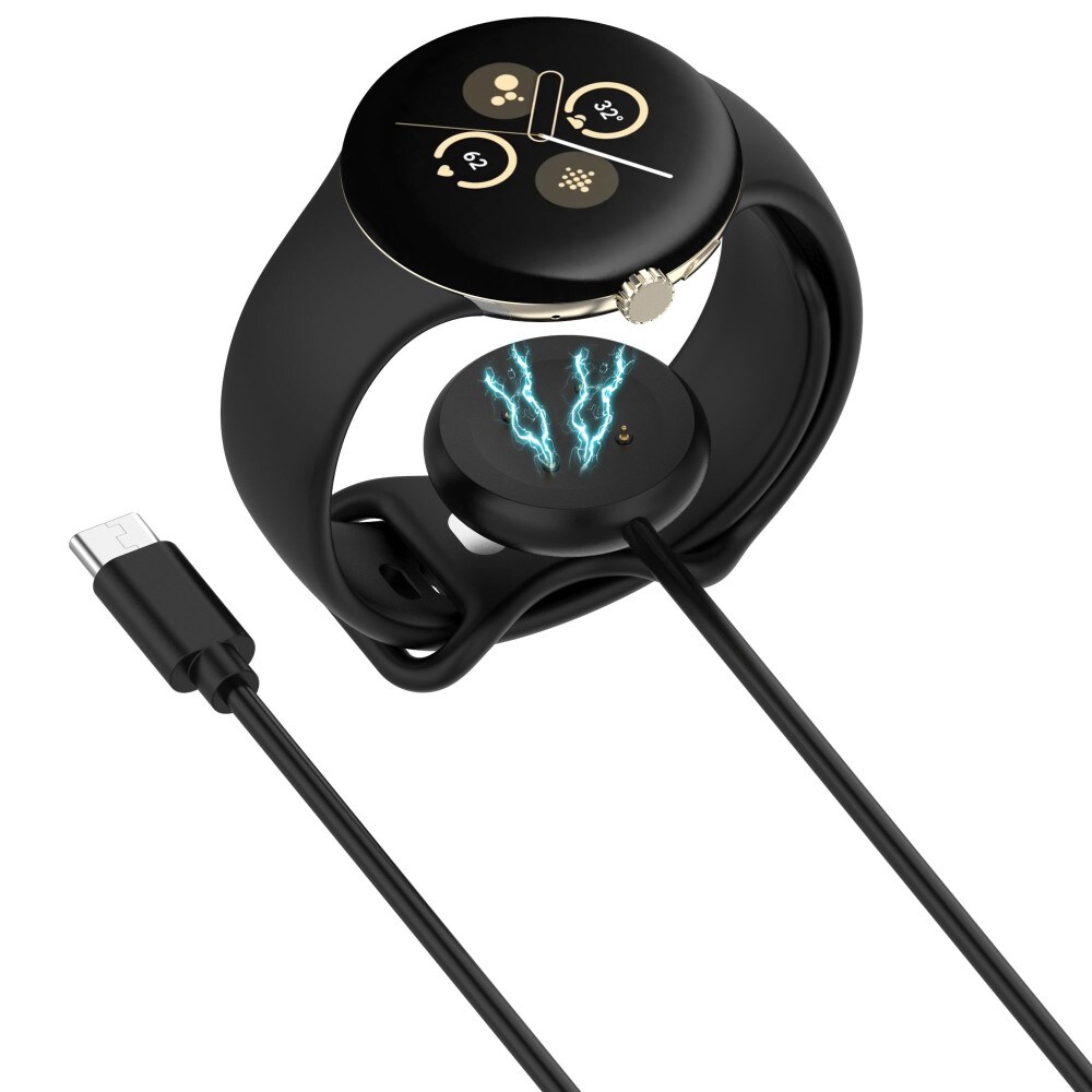 Google Pixel Watch 3 41mm Magnetisk opladningskabel USB-C 1m, Sort