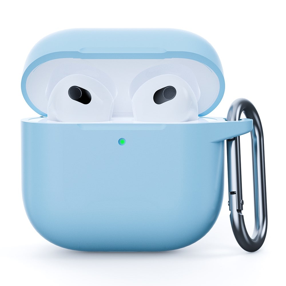 Apple AirPods 4 Silikonecover + karabinhage, Blå