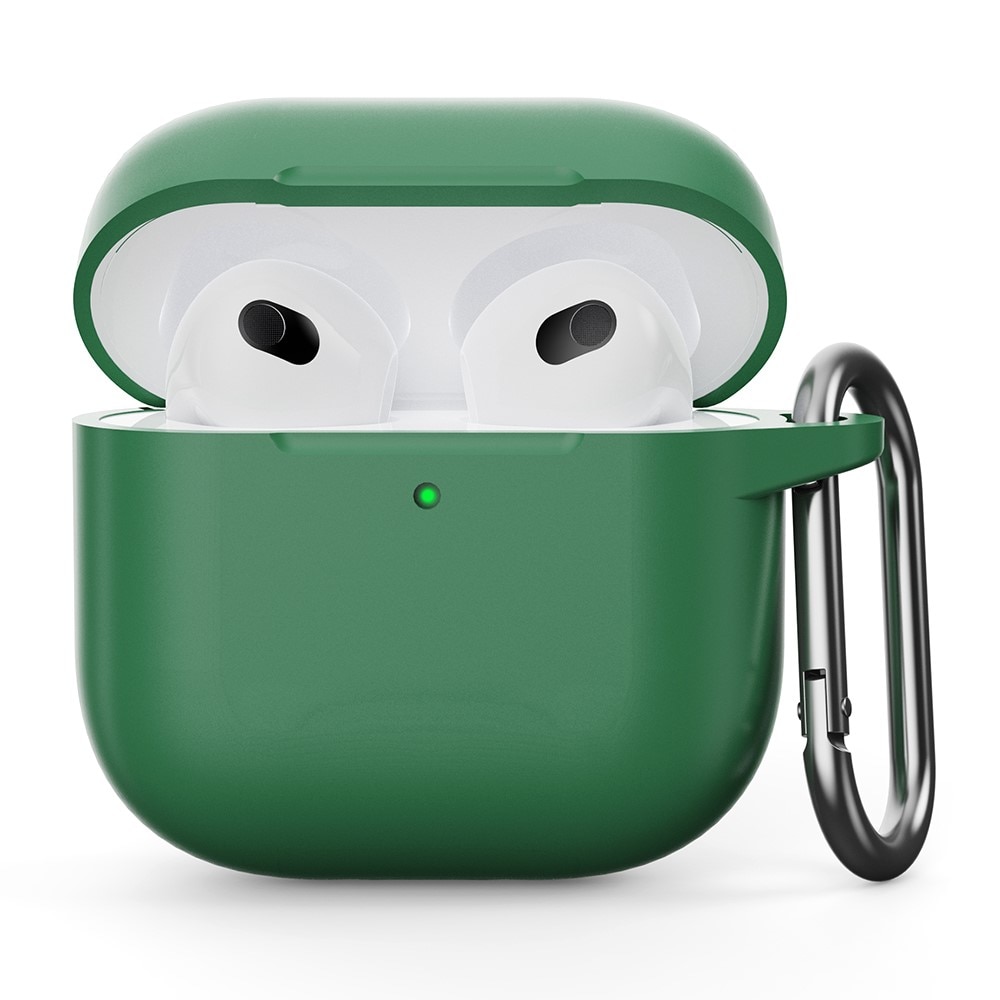 Apple AirPods 4 Silikonecover + karabinhage, Grøn