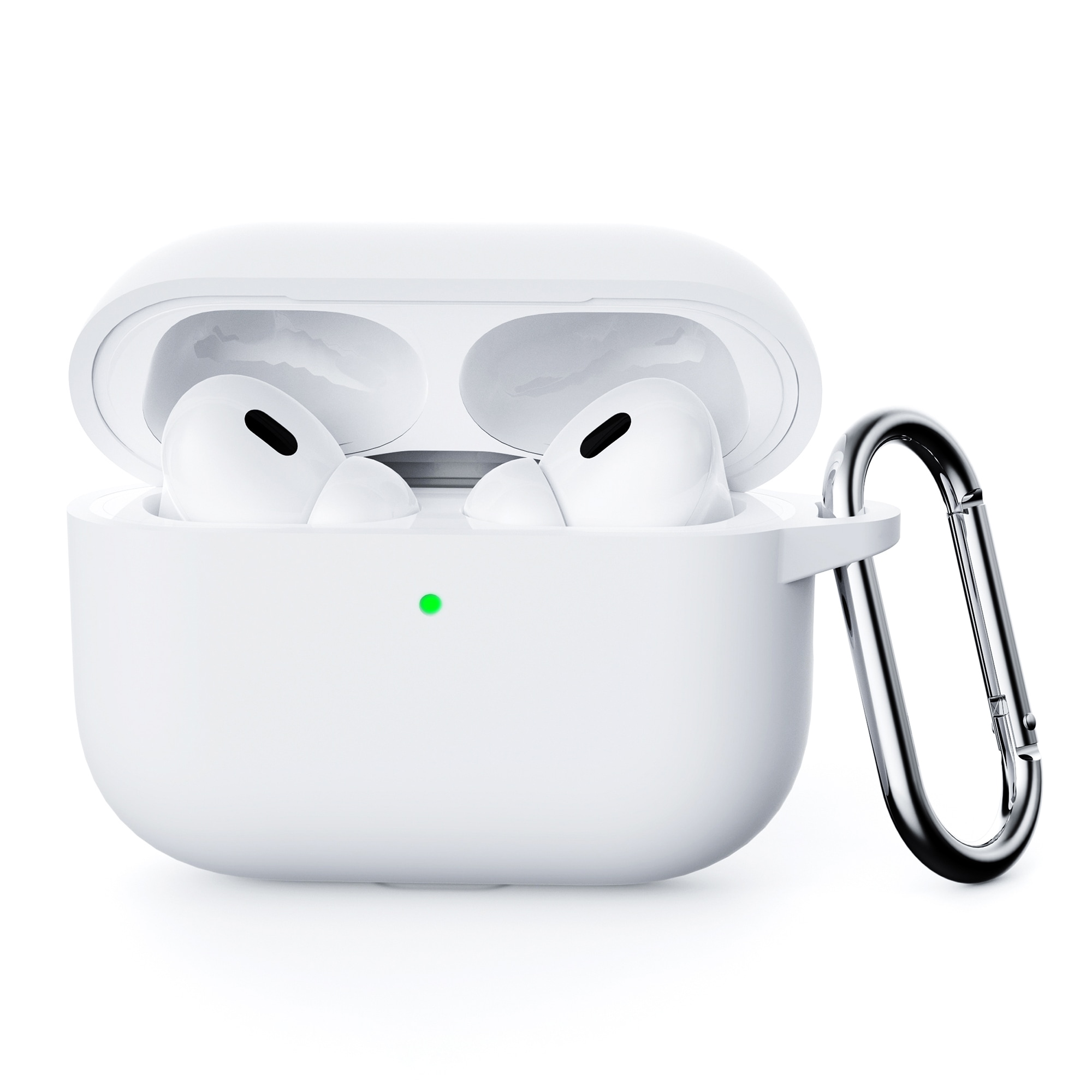 Apple AirPods Pro 3 Silikonecover + karabinhage, Hvid
