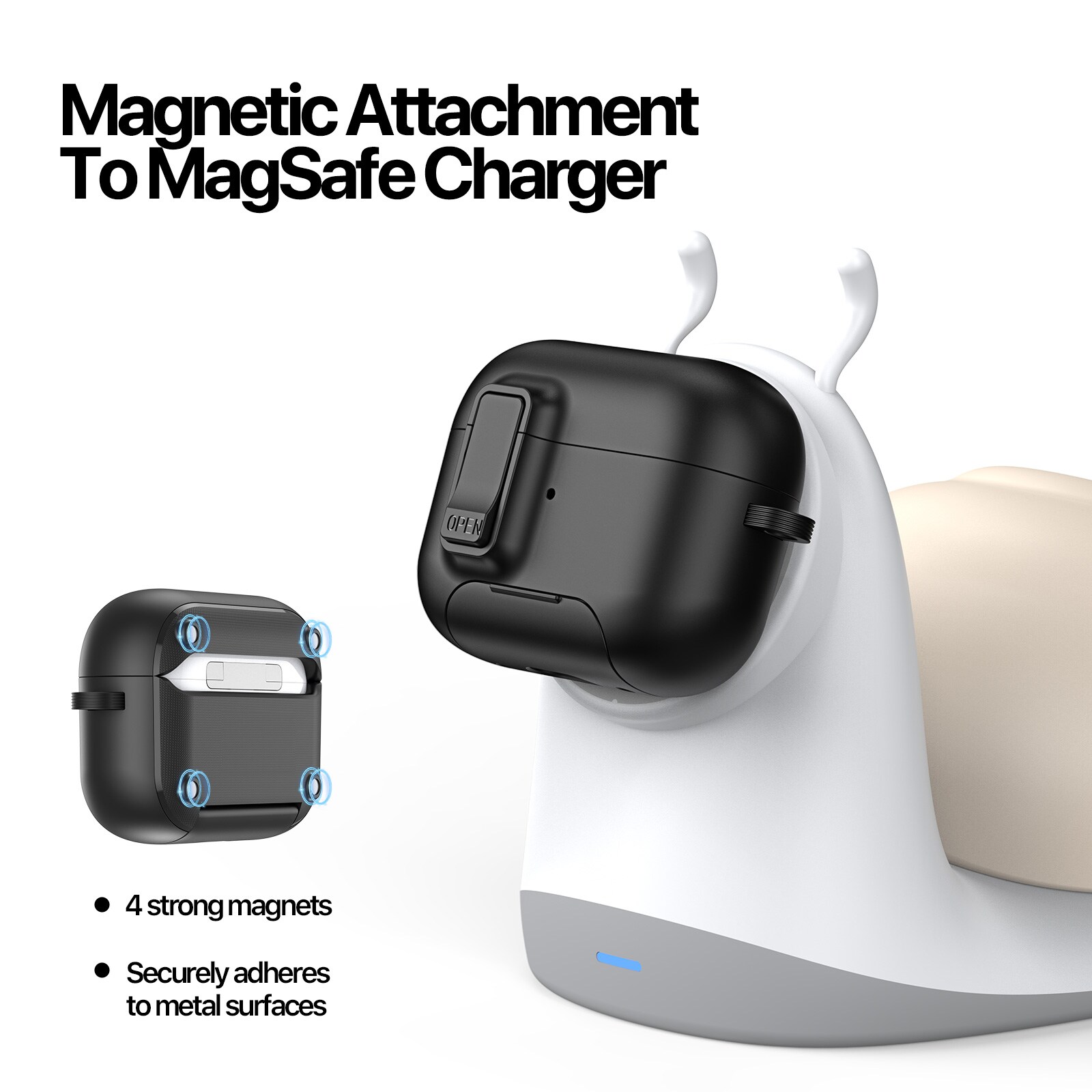 Apple AirPods Pro 3 Etui med karabinhage og stativfunktion, Sort