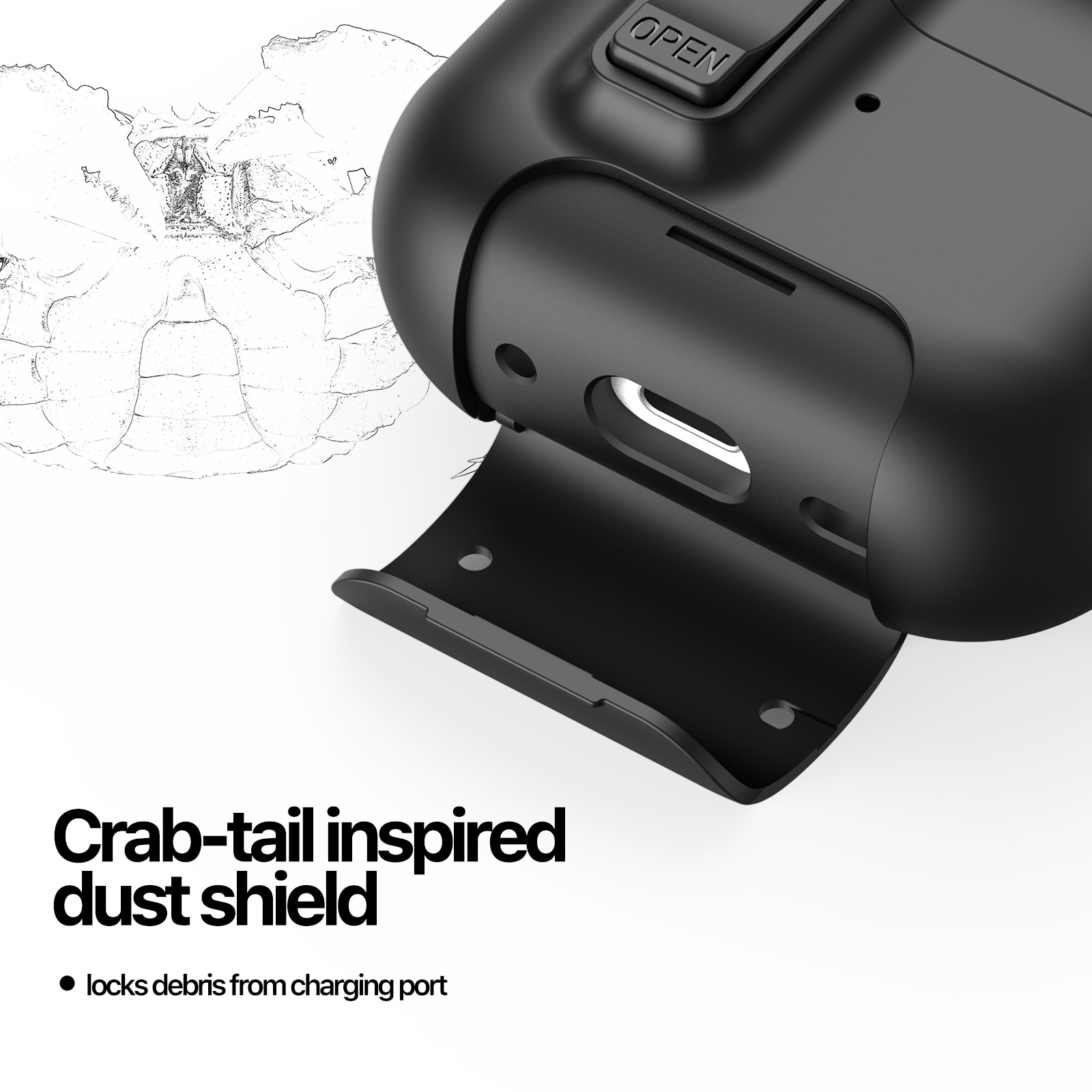 Apple AirPods Pro 3 Etui med karabinhage og stativfunktion, Sort
