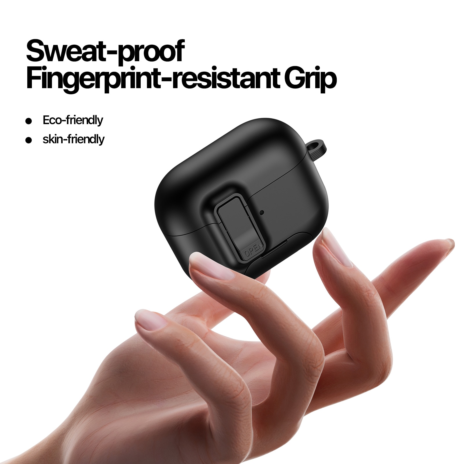 Apple AirPods Pro 3 Etui med karabinhage og stativfunktion, Sort