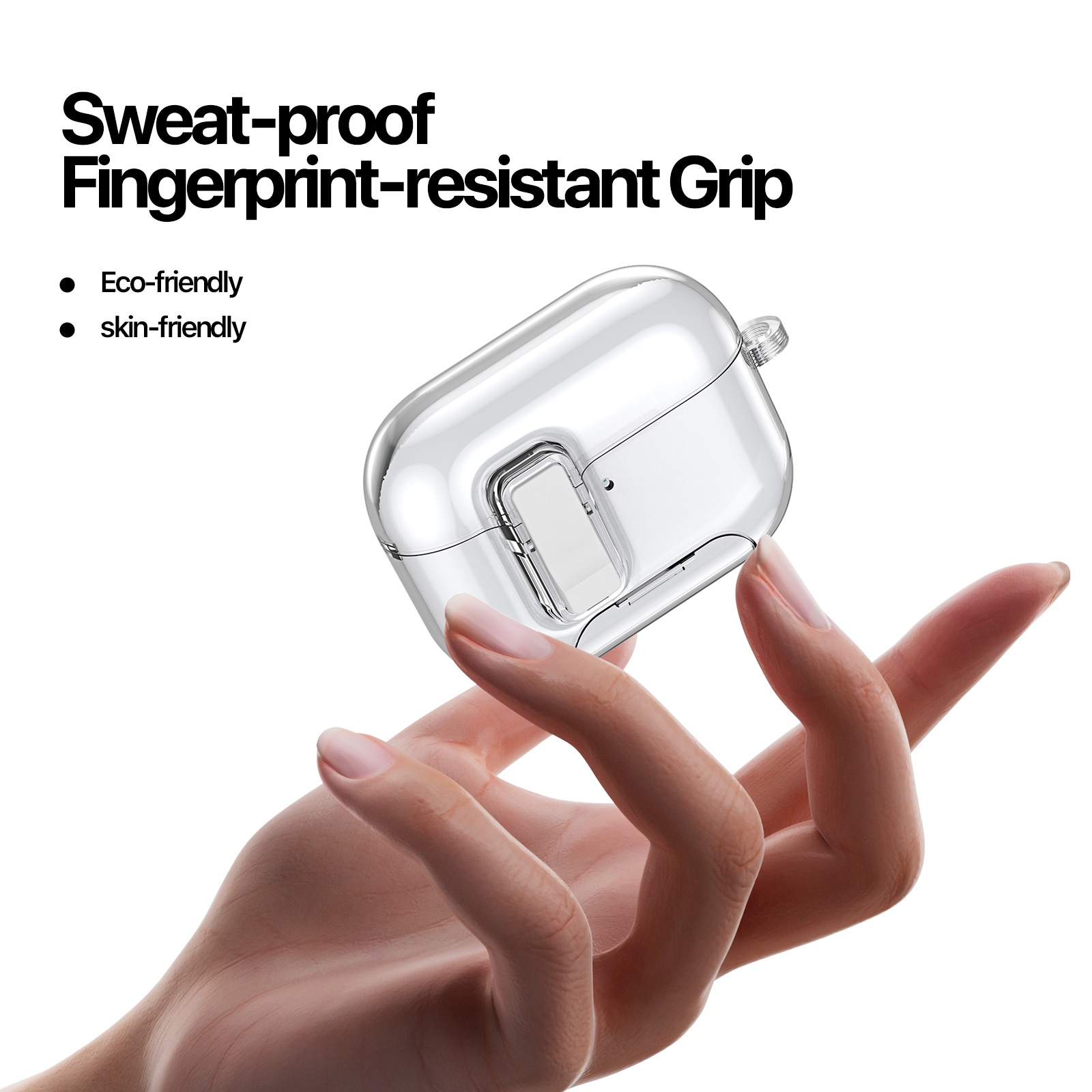 Apple AirPods Pro 3 Etui med karabinhage og stativfunktion, Gennemsigtig