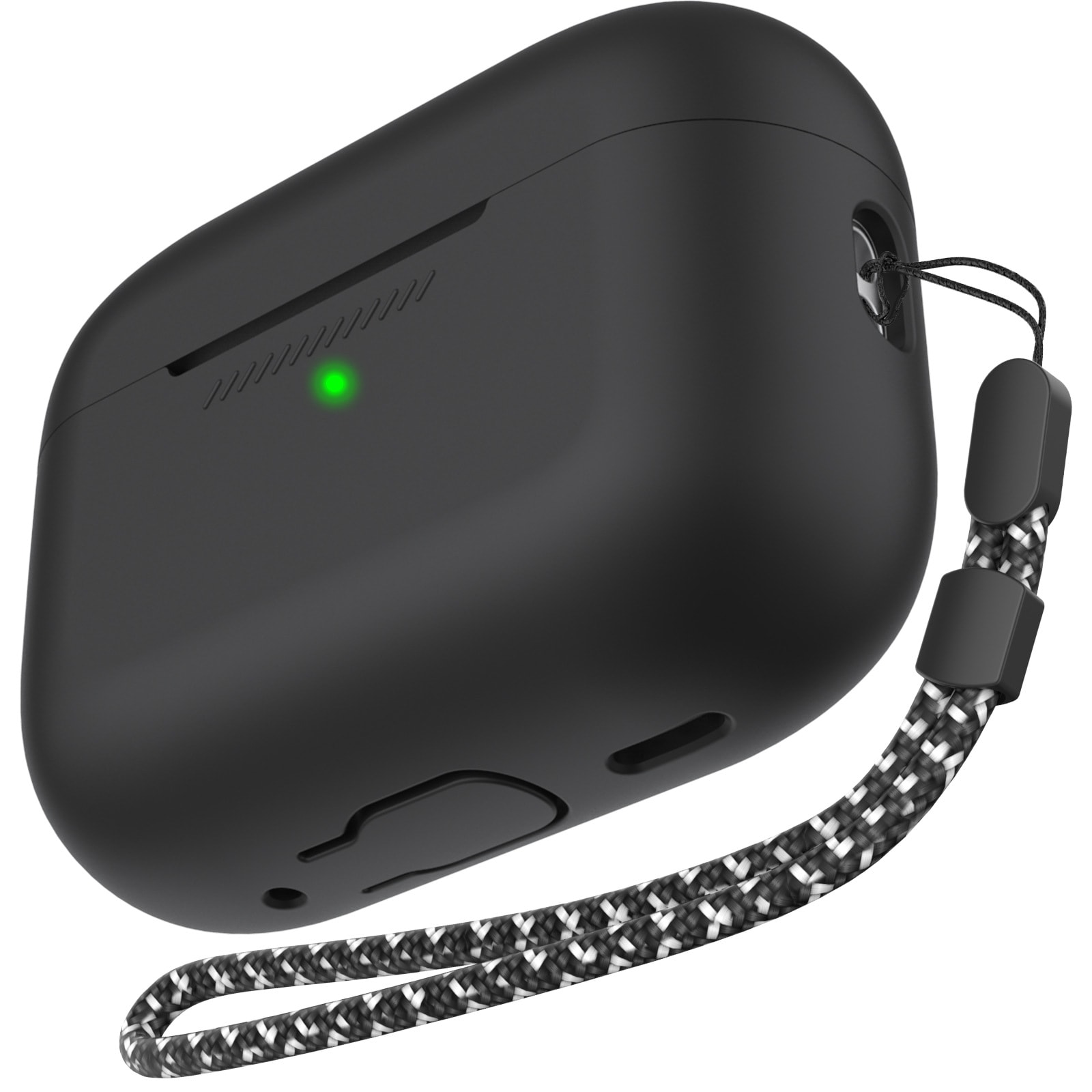 Apple AirPods Pro 3 Ekstra holdbart silikonecover med håndrem, Sort