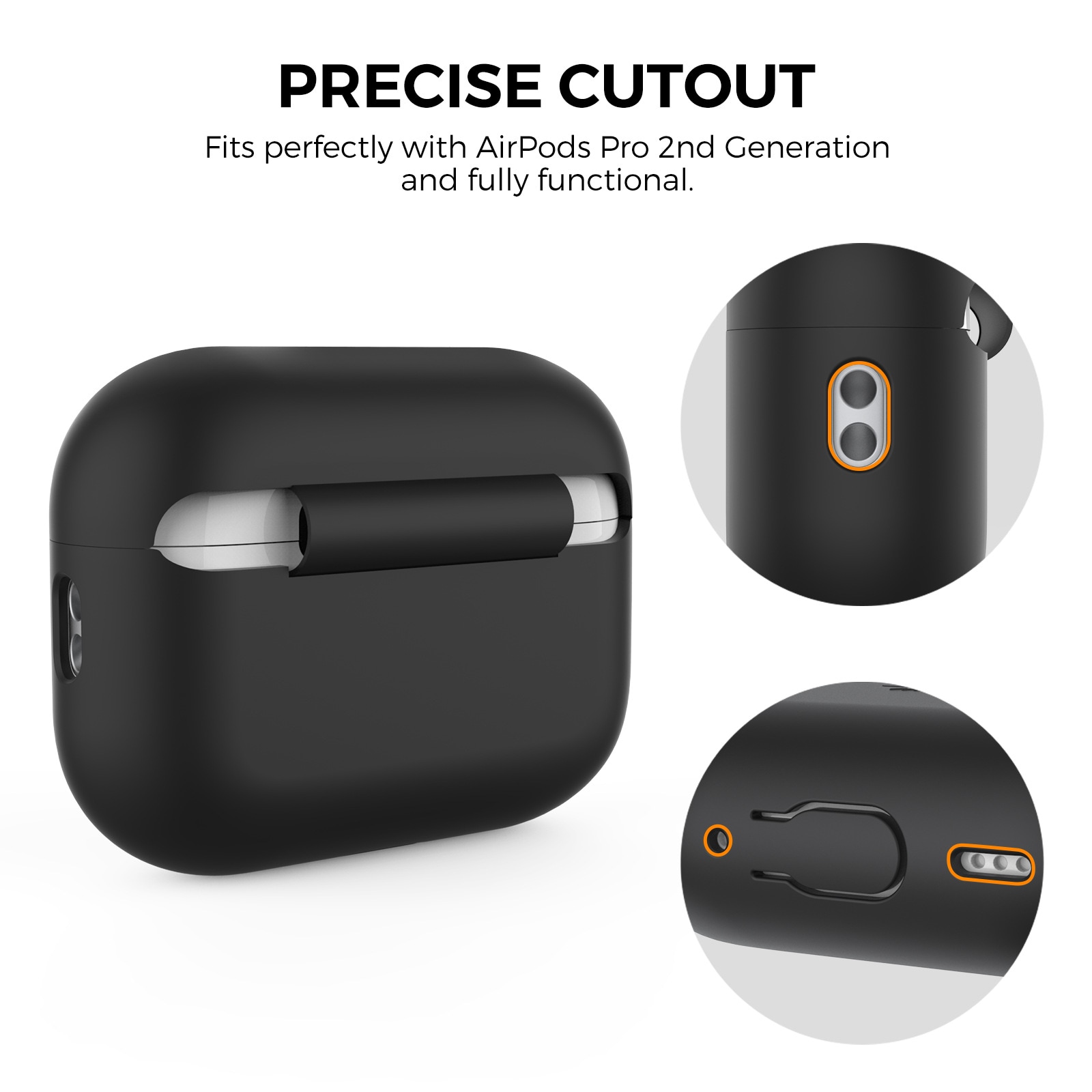 Apple AirPods Pro 3 Ekstra holdbart silikonecover med håndrem, Sort