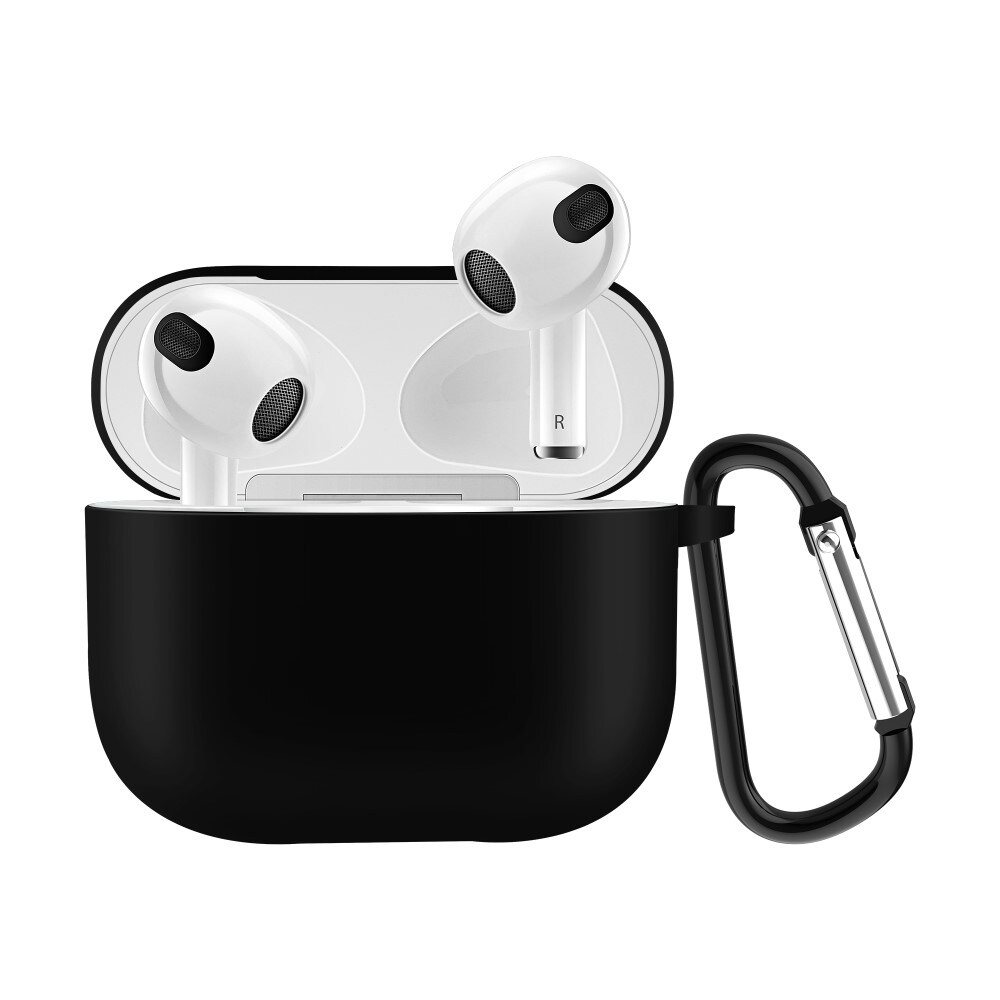 Apple AirPods 3 Silikonecover + karabinhage, Sort