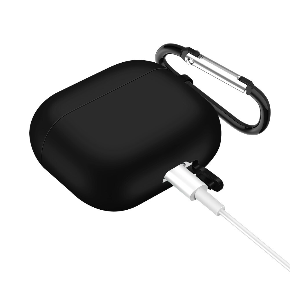 Apple AirPods 3 Silikonecover + karabinhage, Sort