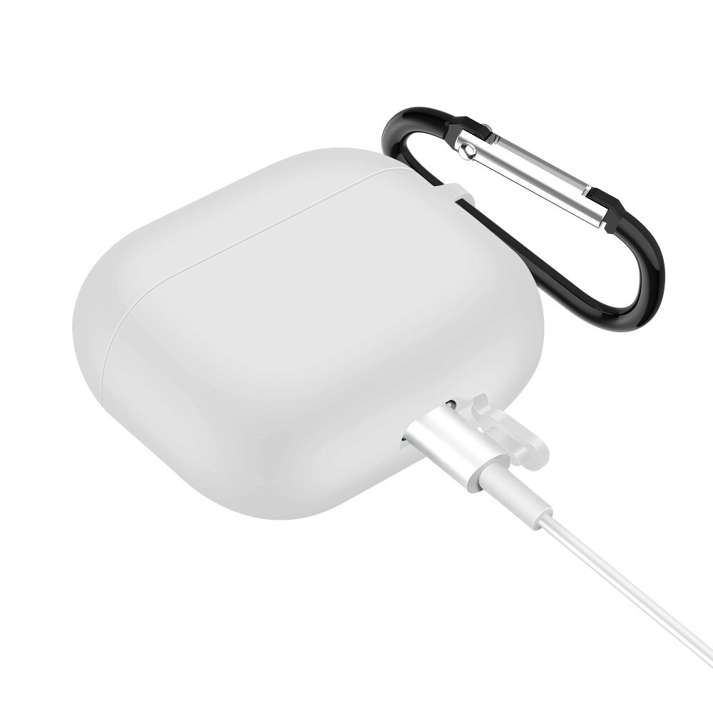 Apple AirPods 3 Silikonecover + karabinhage, Hvid