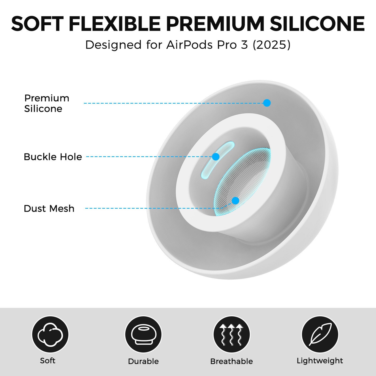 Apple AirPods Pro 3 Ear Tips - str. S, Hvid