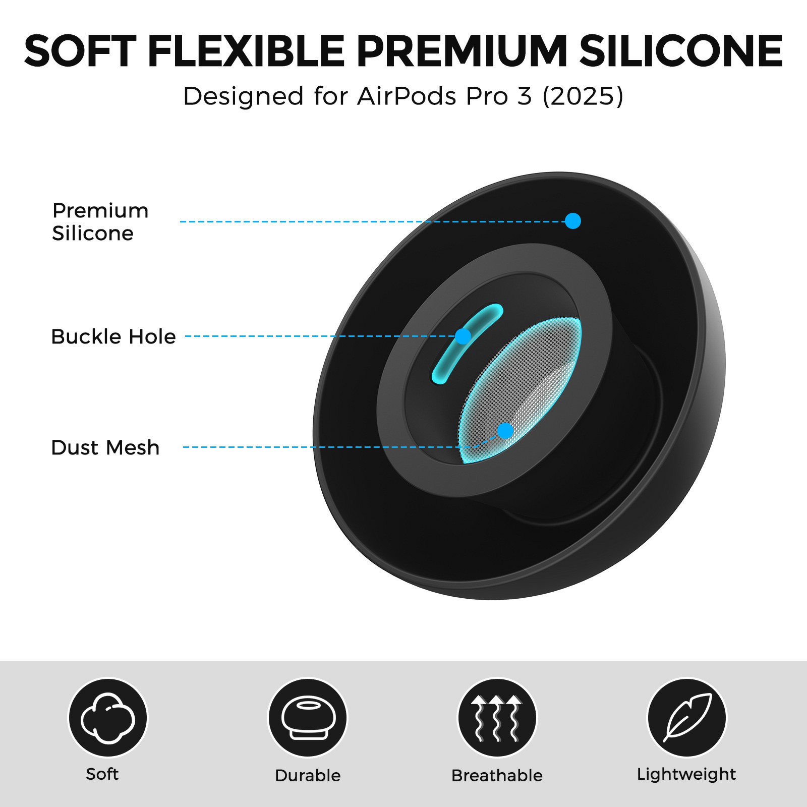 Apple AirPods Pro 3 Ear Tips - str. M, Sort