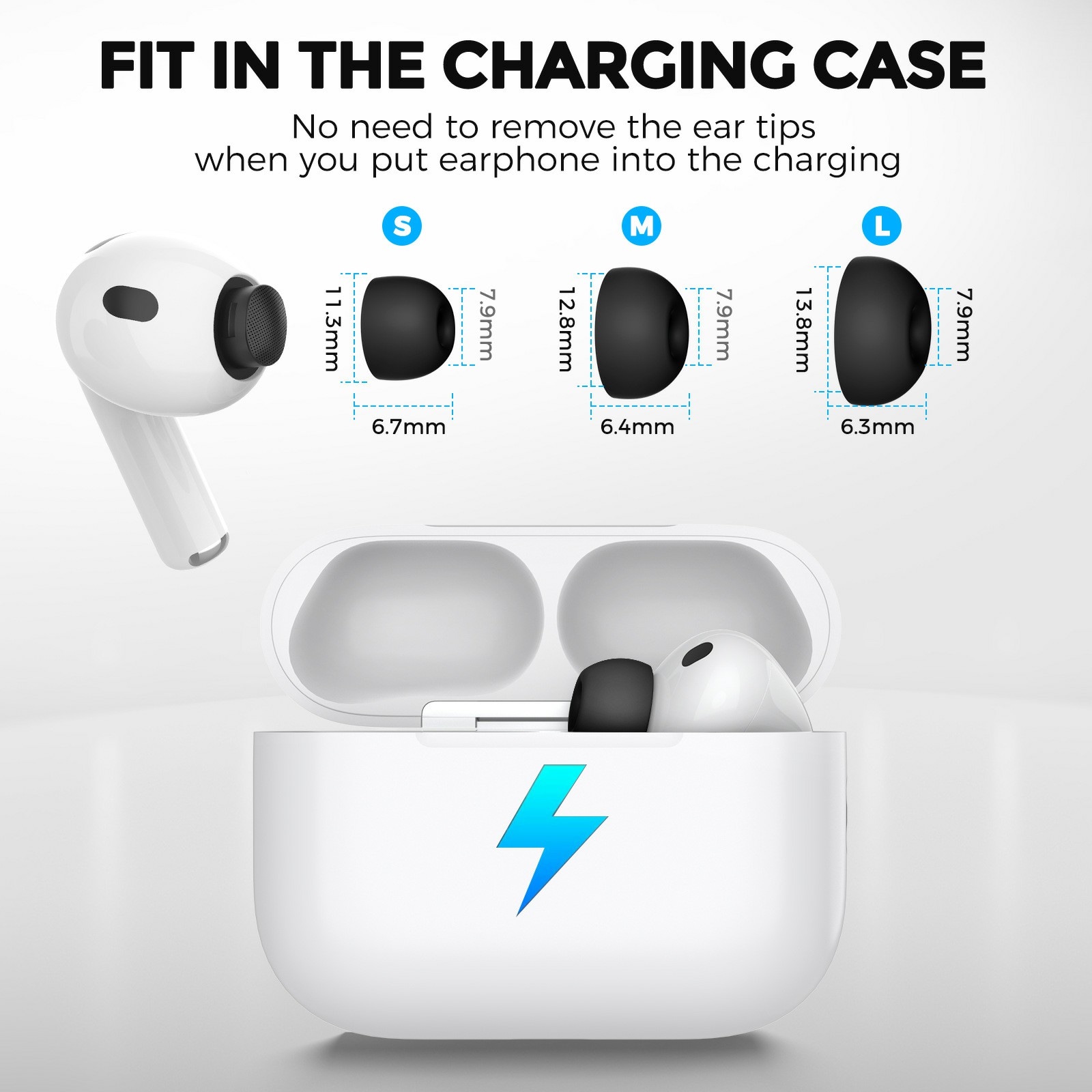 Apple AirPods Pro 3 Ear Tips - str. M, Sort